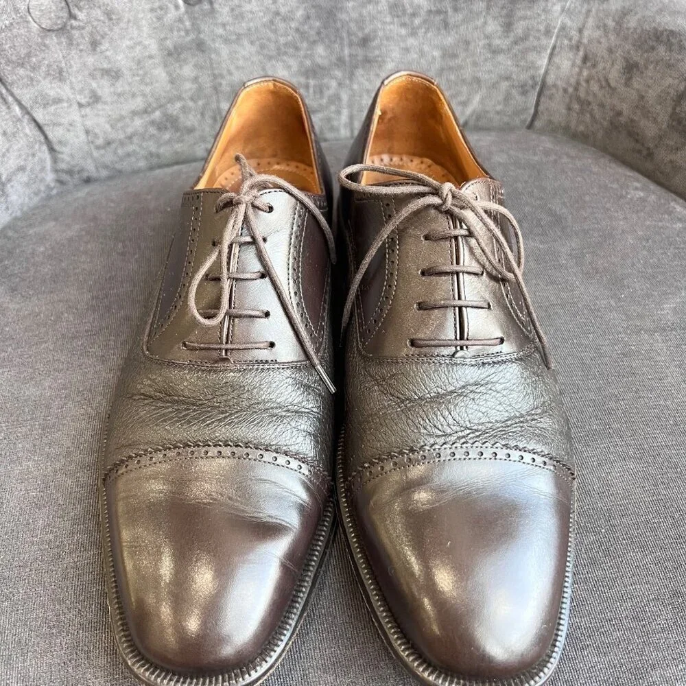 Magnanni Men’s Brown Leather Oxford Dress Shoes – Size 9.5M